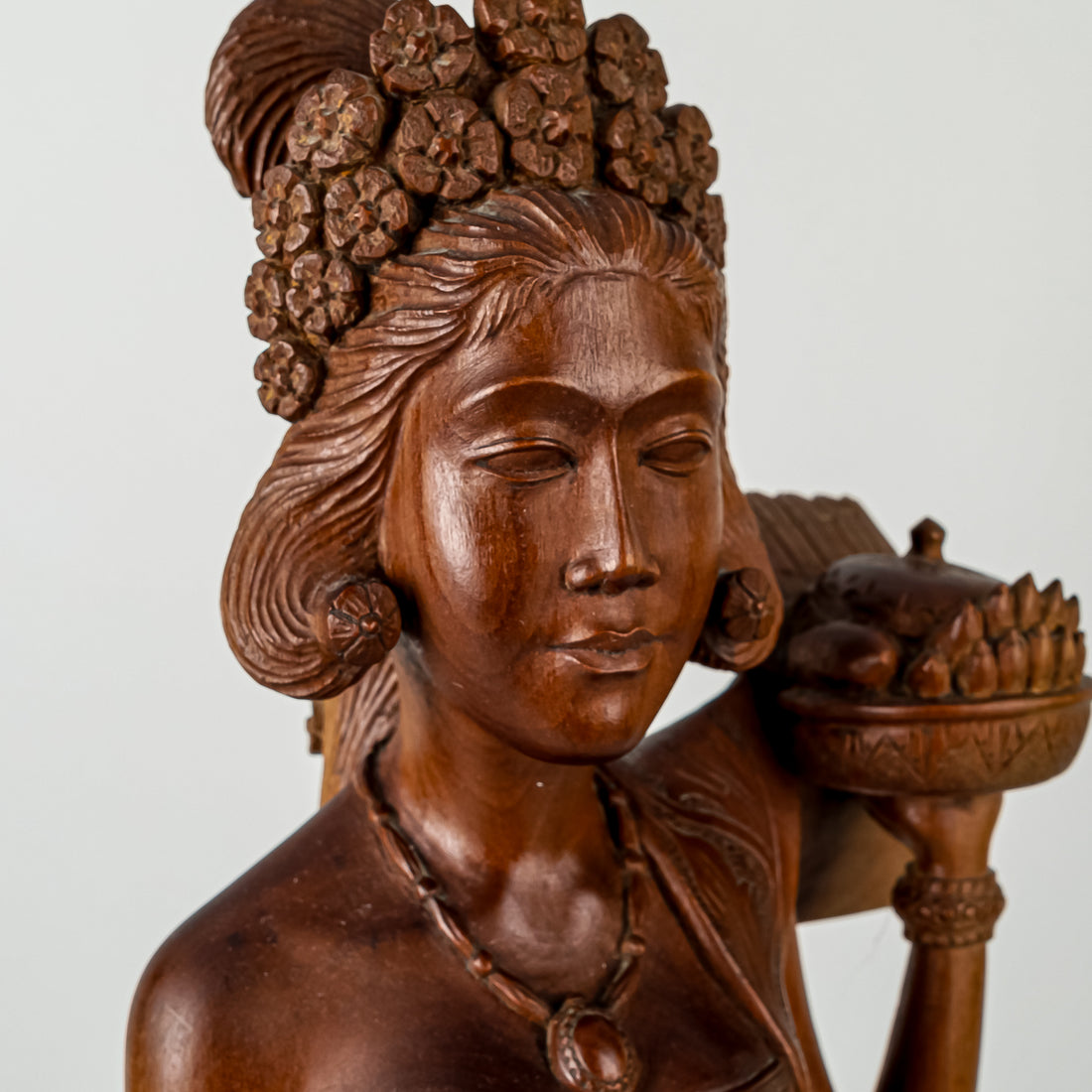 Balinese Style Carved Wooden Figure      Woman In Dress