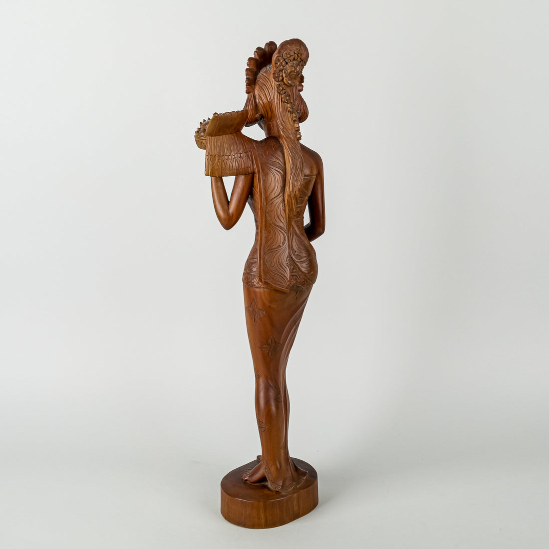 Balinese Style Carved Wooden Figure      Woman In Dress