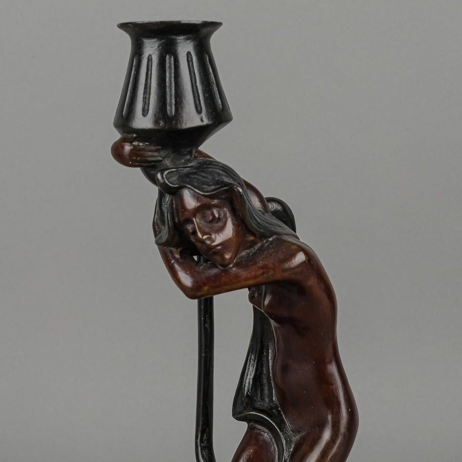METROPOLITAN MUSEUM OF ART Reproduction Bronze Art Nouveau Candlestick