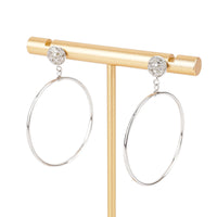 10K White Gold Diamond Cluster Studs with Removable Hoops