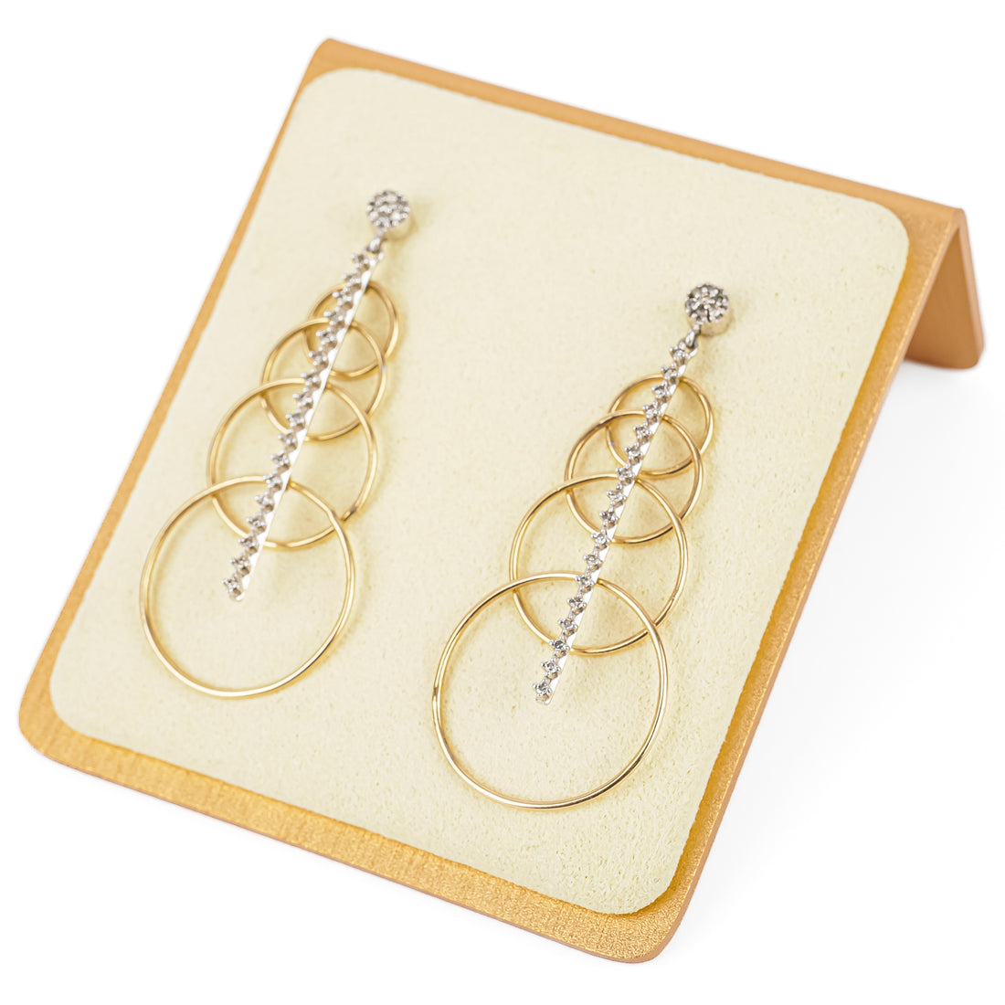 10K White & Yellow Gold Diamond Graduated Circle Drops