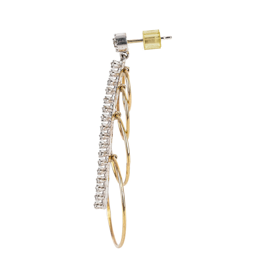 10K White & Yellow Gold Diamond Graduated Circle Drops