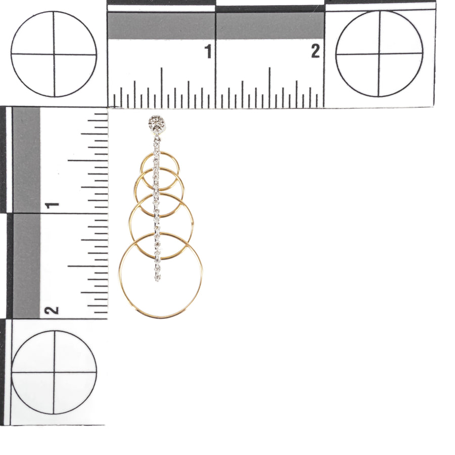 10K White & Yellow Gold Diamond Graduated Circle Drops