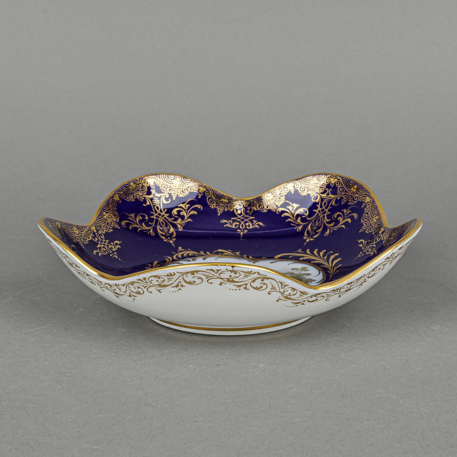 MEISSEN Hand Painted Love Story Cobalt Ground Saucer/Trinket Dish