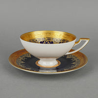 DW PORZELLAN KARLSBADER Cobalt Gold Lovestory Trio 3 Pieces