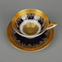 DW PORZELLAN KARLSBADER Cobalt Gold Lovestory Trio 3 Pieces