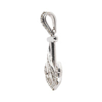 14K White Gold Diamond Anchor Pendant