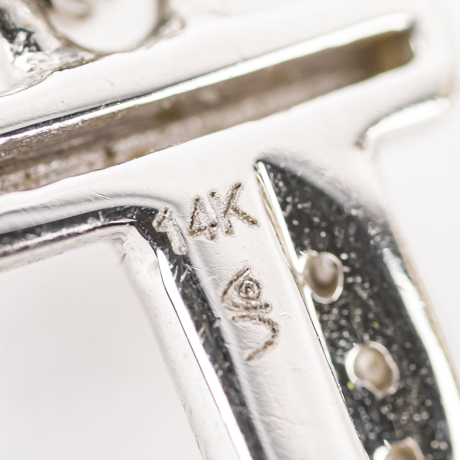 14K White Gold Diamond Anchor Pendant