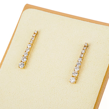 14K Yellow Gold Diamond Line Drop Earrings