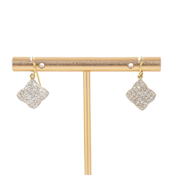 18K Yellow Gold White Gold Pave Diamond Drop Earrings