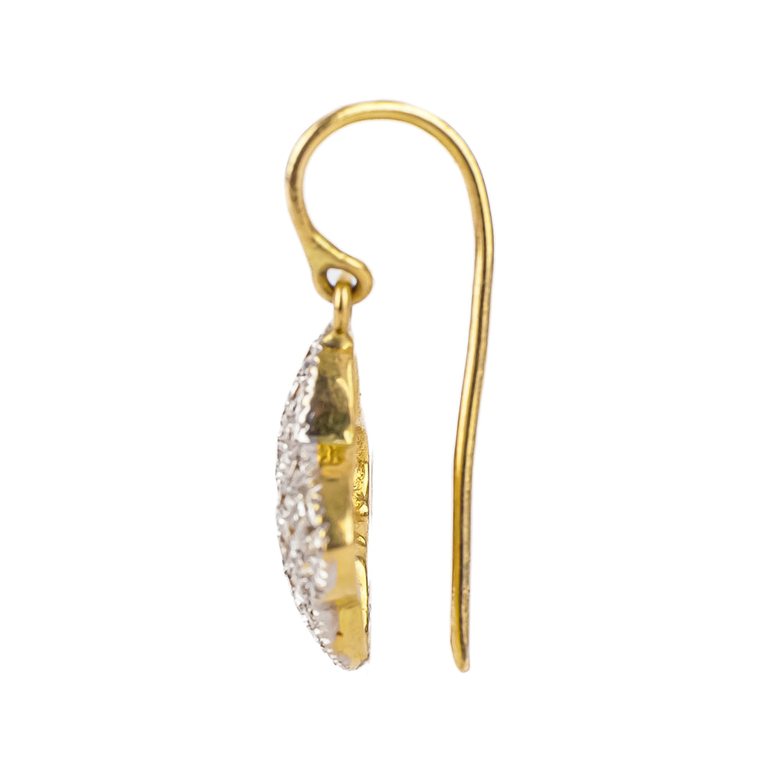 18K Yellow Gold White Gold Pave Diamond Drop Earrings