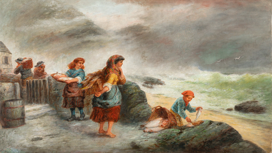 After Hamilton Macallum (Scottish 19th C) Bringing Fish In From The Sea