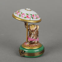 Limoges Hand Painted Pill Box  Monkey w/Parasol