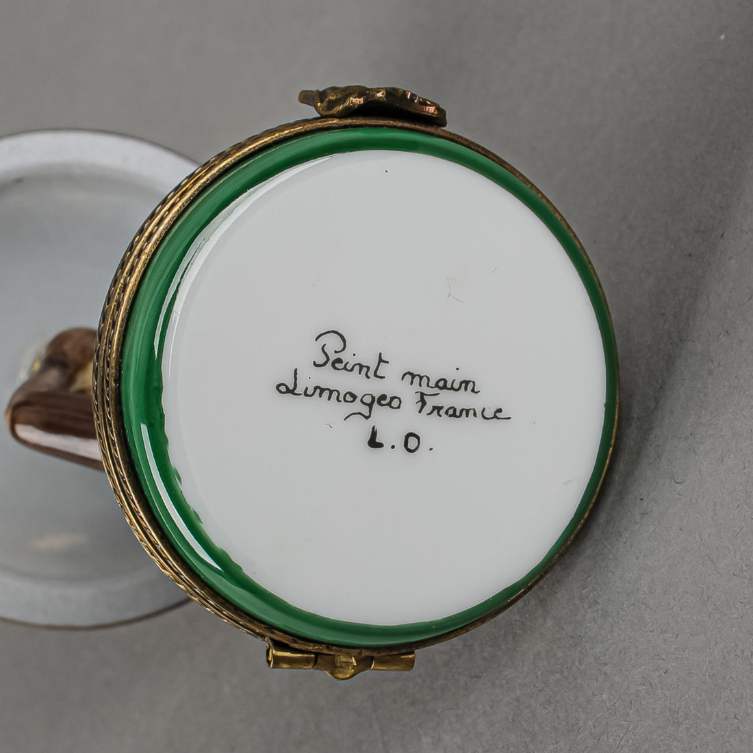 Limoges Hand Painted Pill Box  Monkey w/Parasol