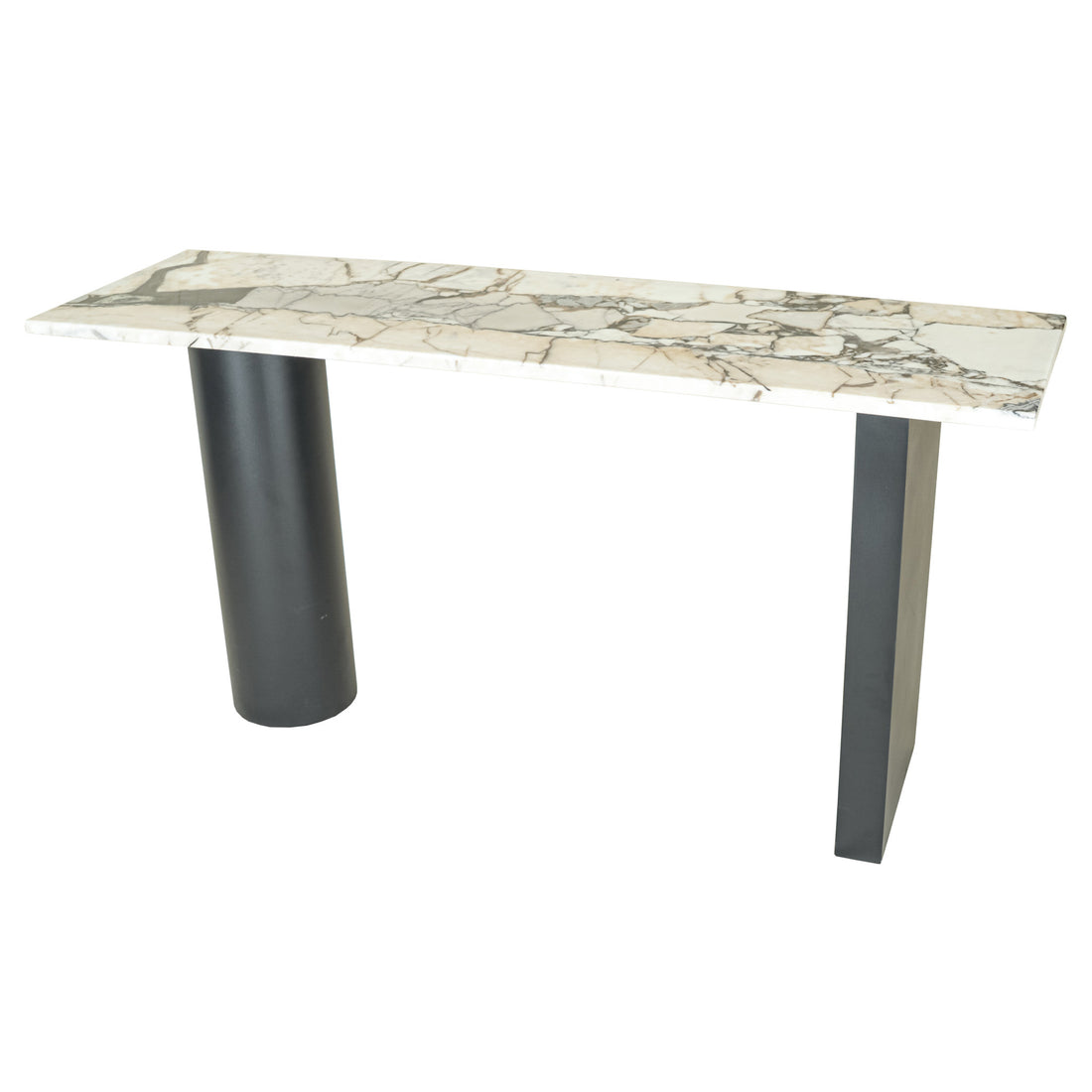 NUEVO Stories Black Painted Steel Console With Stone Top