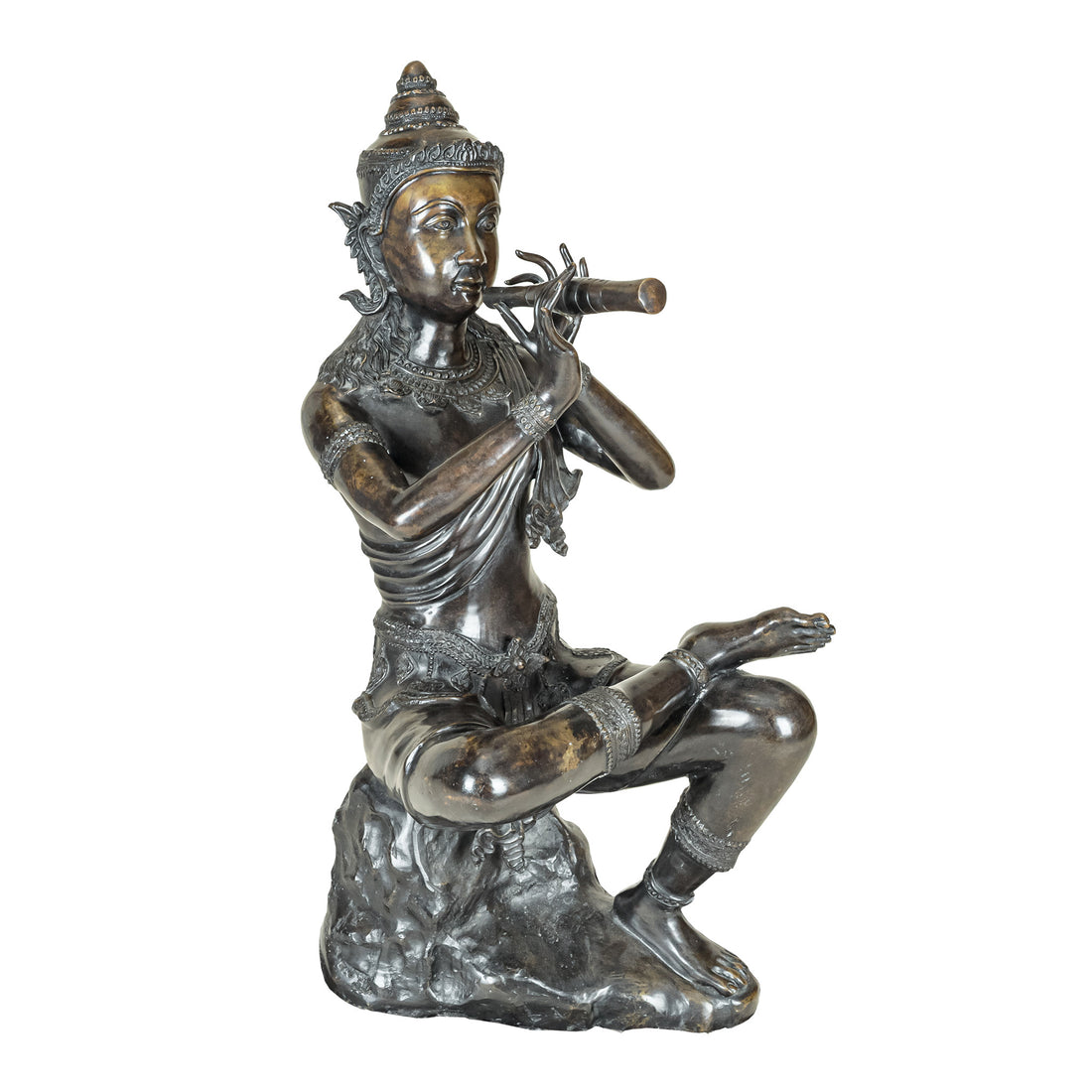 Cast Bronze Garden Statue Prince Phra Aphai Mani Playing Magic Flute