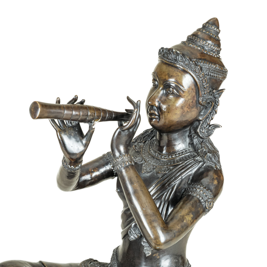 Cast Bronze Garden Statue Prince Phra Aphai Mani Playing Magic Flute