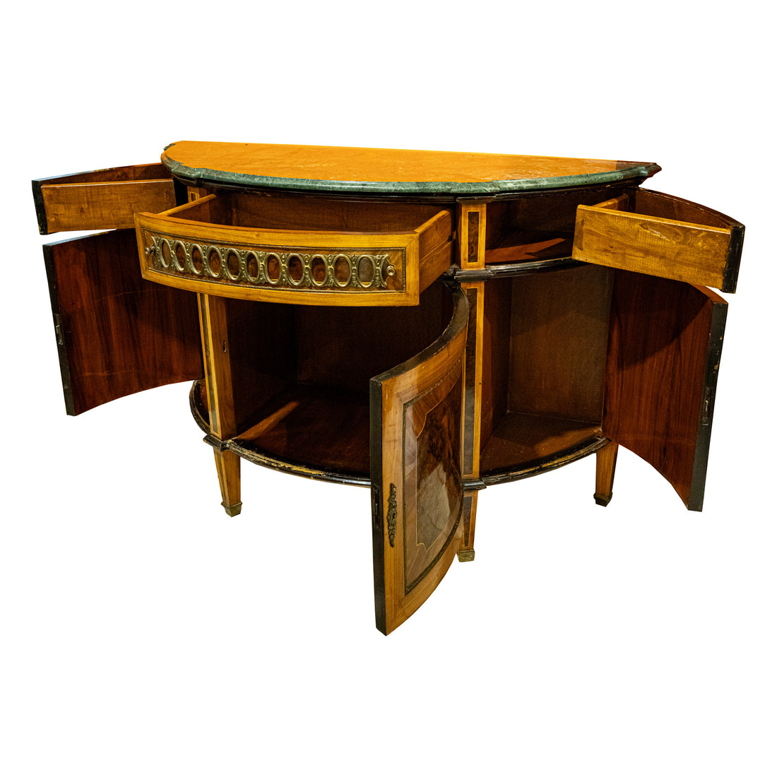 Louis XVI Style Demilune Cabinet With Stone Top