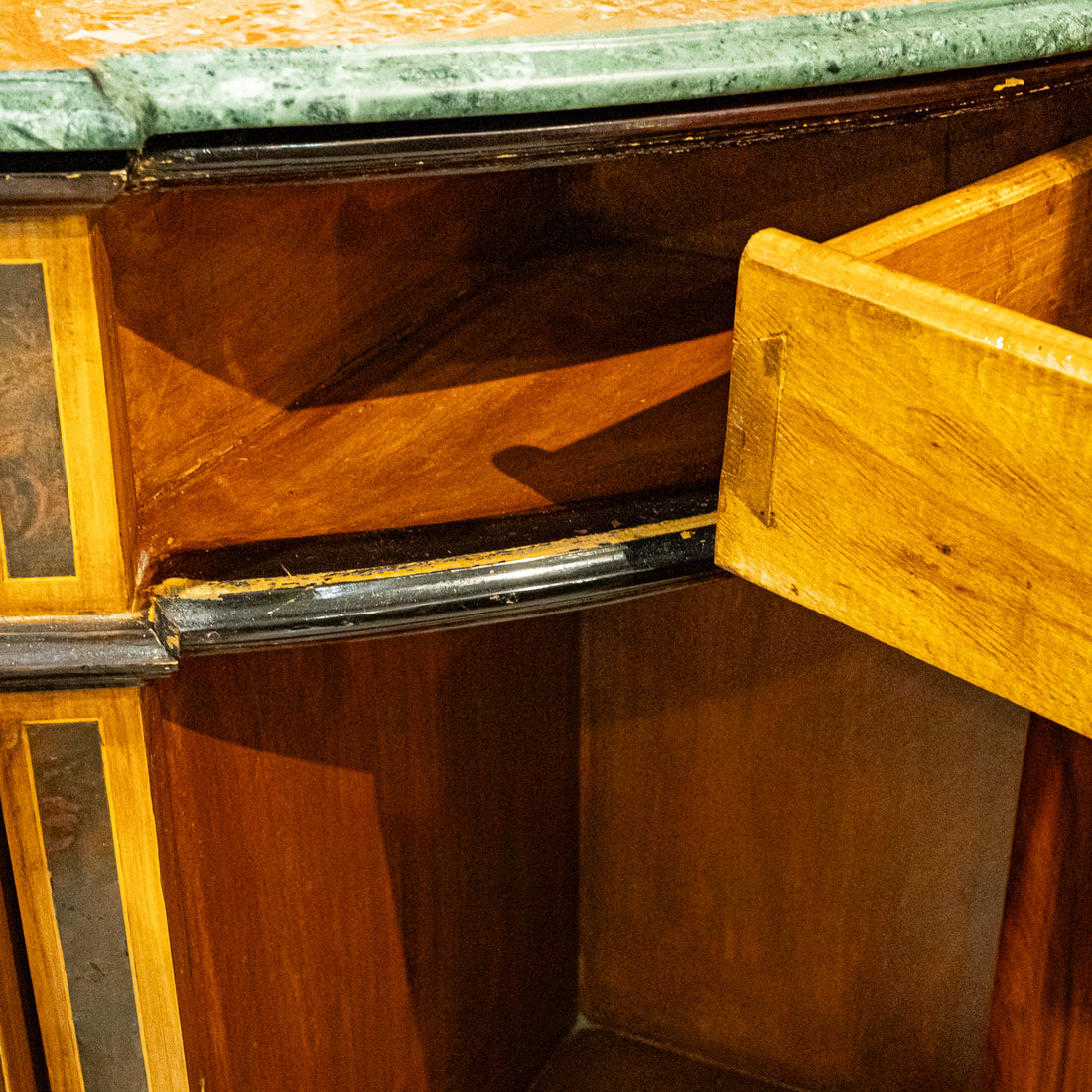 Louis XVI Style Demilune Cabinet With Stone Top