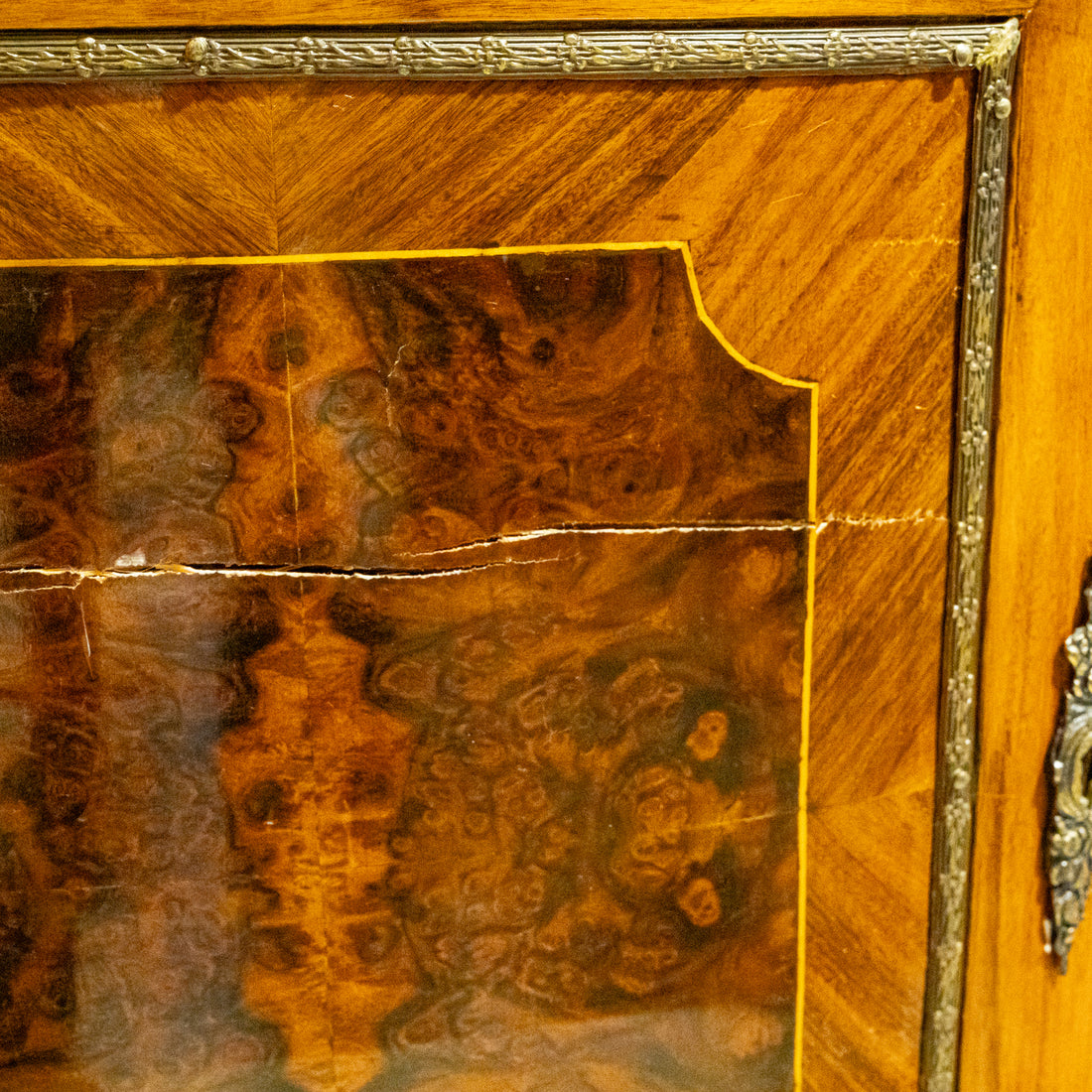 Louis XVI Style Demilune Cabinet With Stone Top