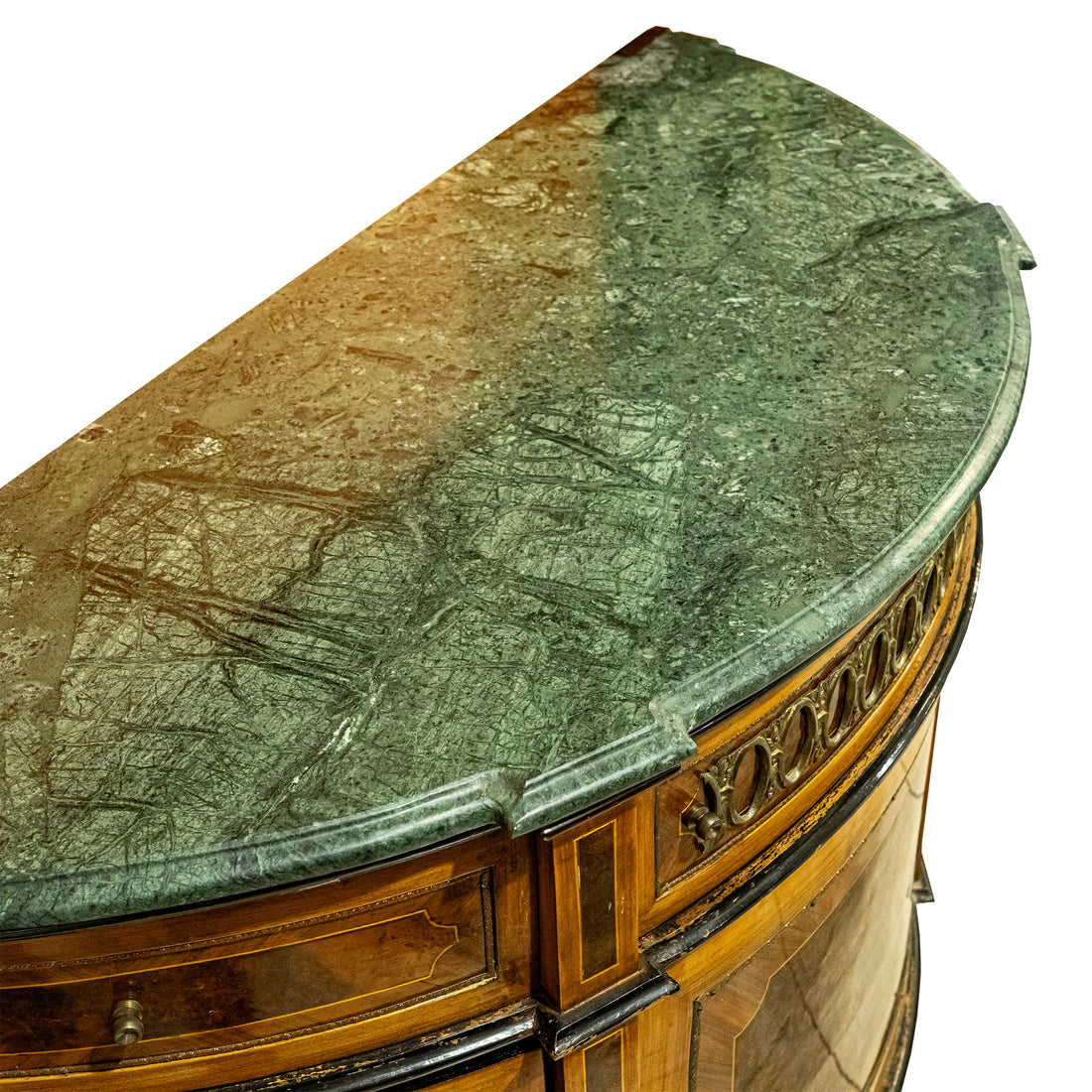 Louis XVI Style Demilune Cabinet With Stone Top