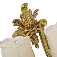 Bronze Three-Light Wall Sconces And Shades - Set of 2