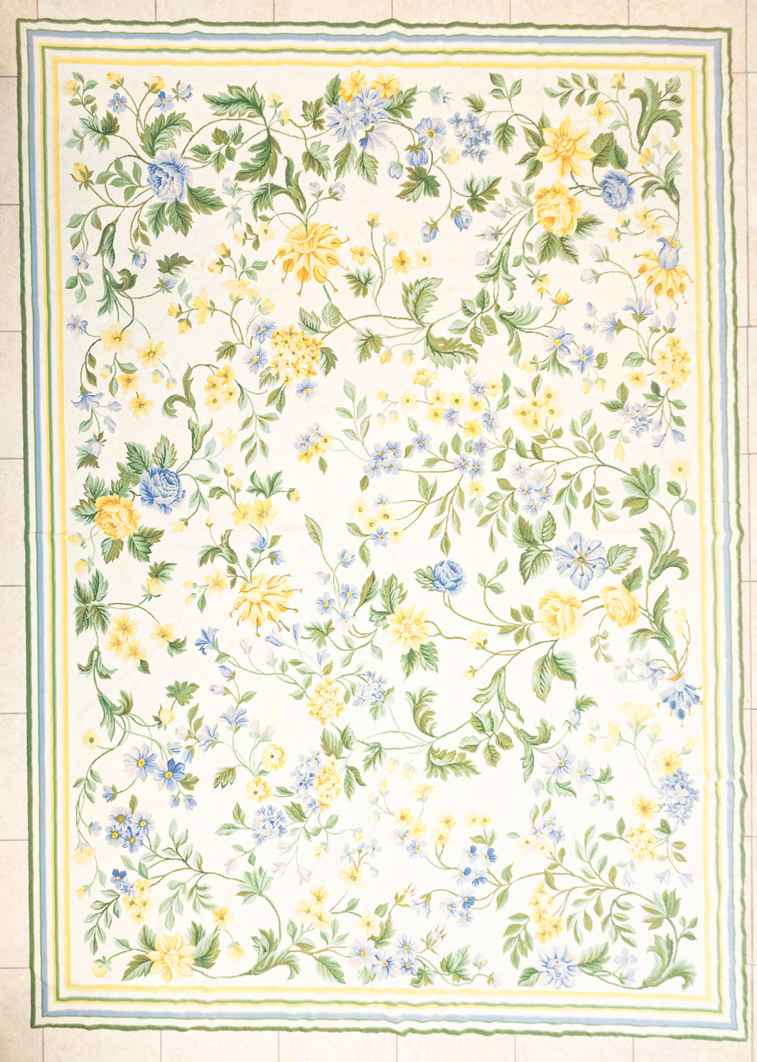 Wool Needlepoint Rug - Floral Pattern