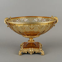 Vintage Molded Amber Glass Gilt Metal Mounts Centrepiece Bowl