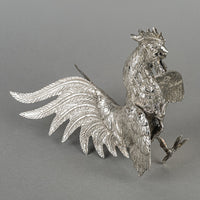 Silverplate Figurines Fighting Roosters Set Of 2