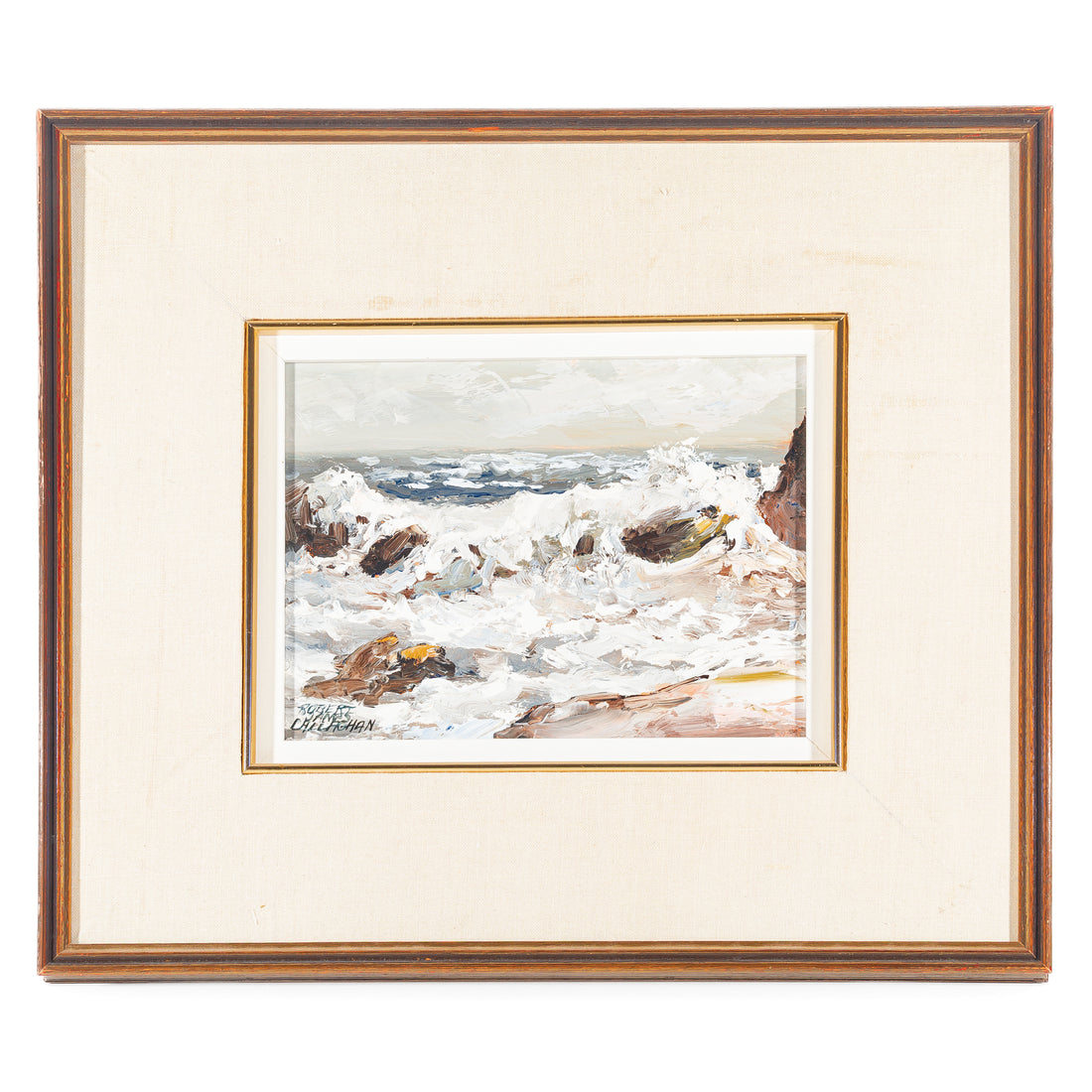 Robert James Callaghan(Canadian 20th C.)"Surf At Bass Rocks"