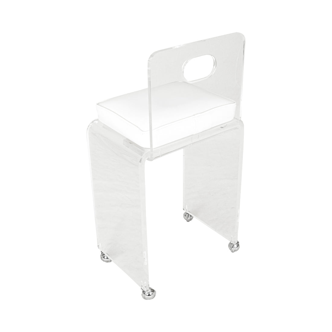 Arcylic Stool With White Vinyl Seat