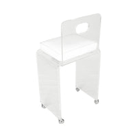 Arcylic Stool With White Vinyl Seat
