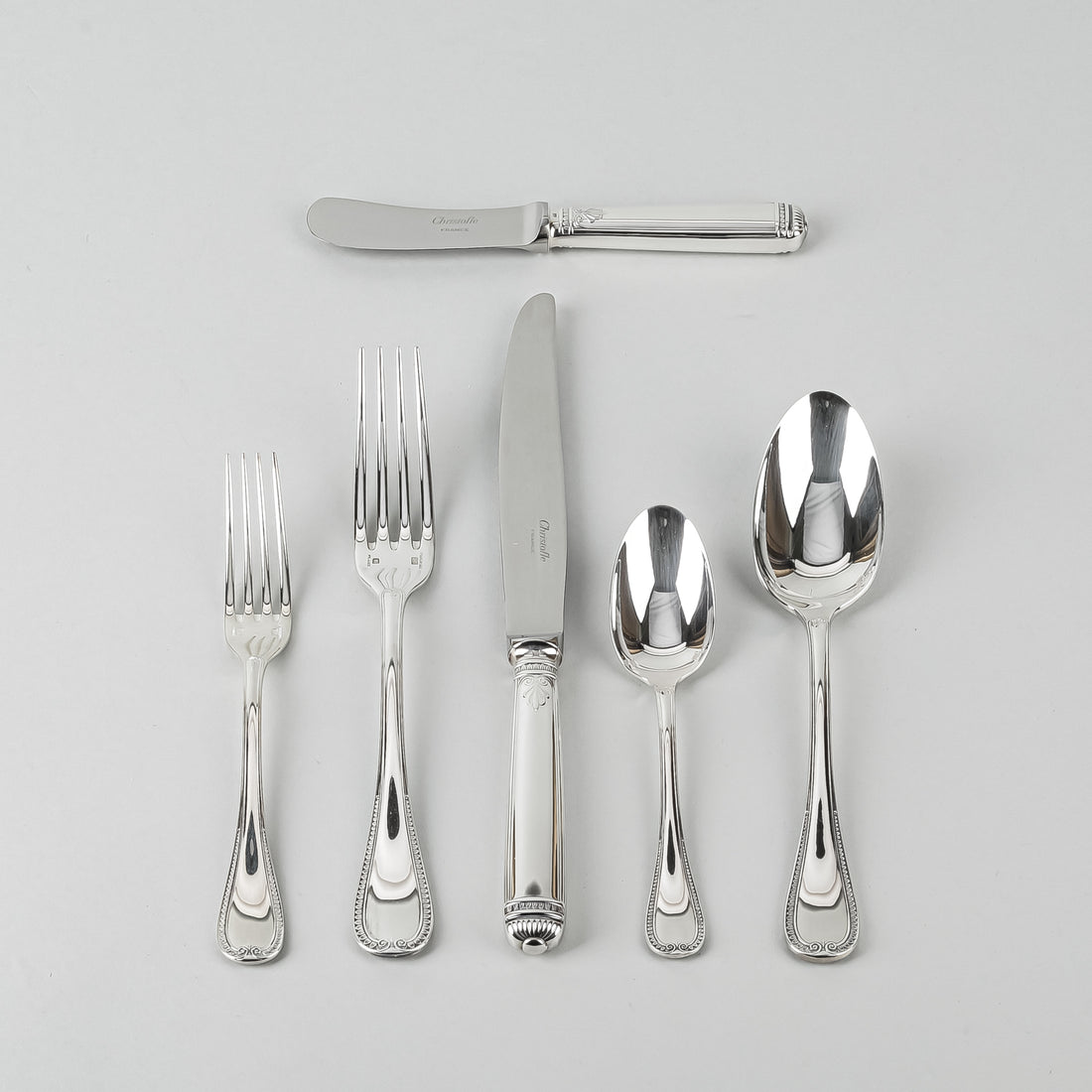 CHRISTOFLE Malmaison Silverplate Flatware 7 Place Settings Plus Extras