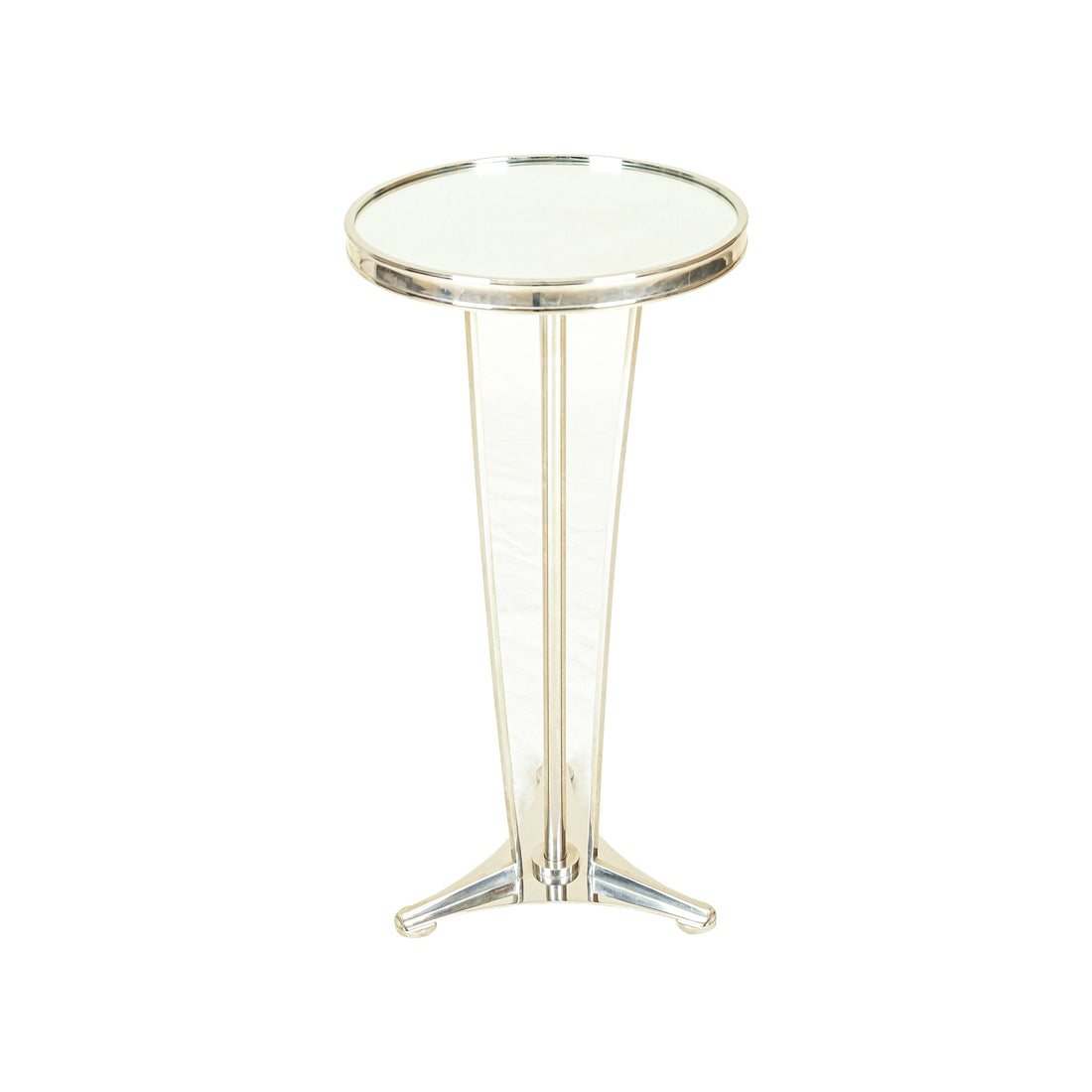 GLOBAL VIEWS French Moderne Chrome End Table With Mirrored Top