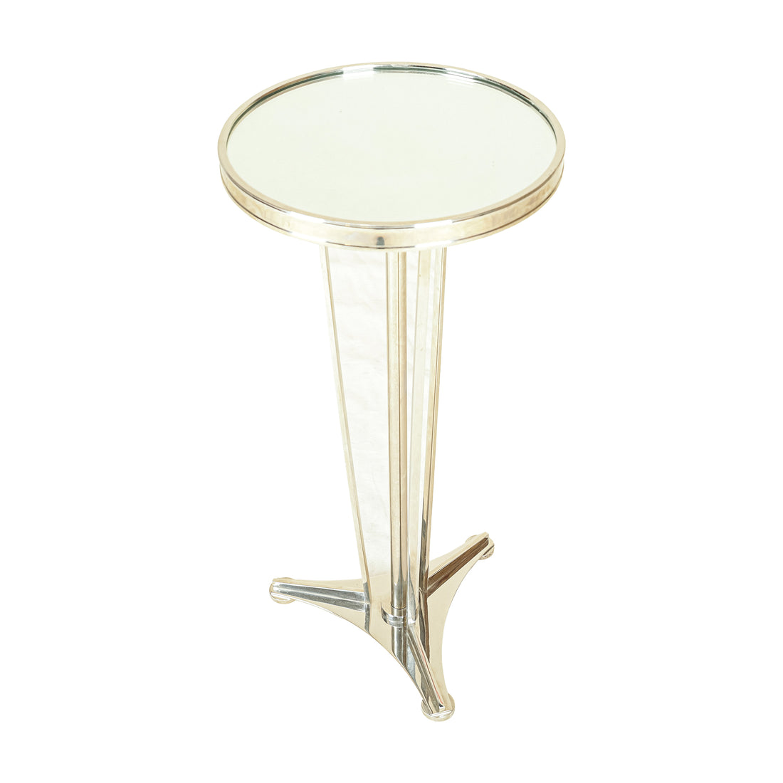 GLOBAL VIEWS French Moderne Chrome End Table With Mirrored Top