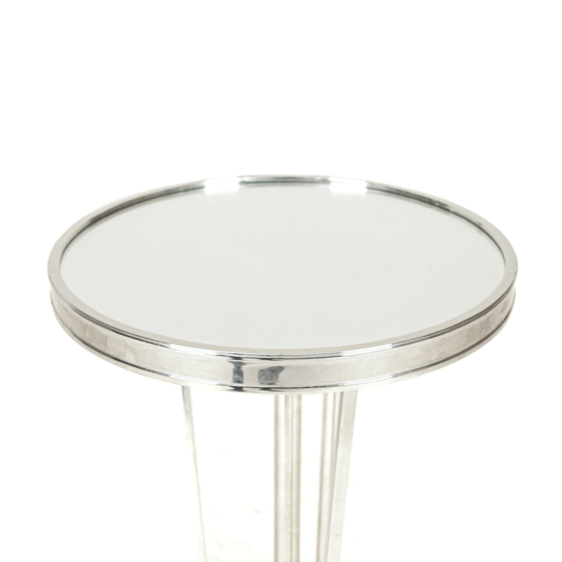 GLOBAL VIEWS French Moderne Chrome End Table With Mirrored Top