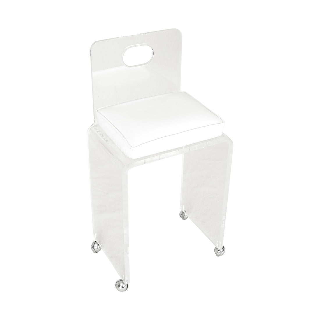 Arcylic Stool With White Vinyl Seat