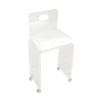 Arcylic Stool With White Vinyl Seat