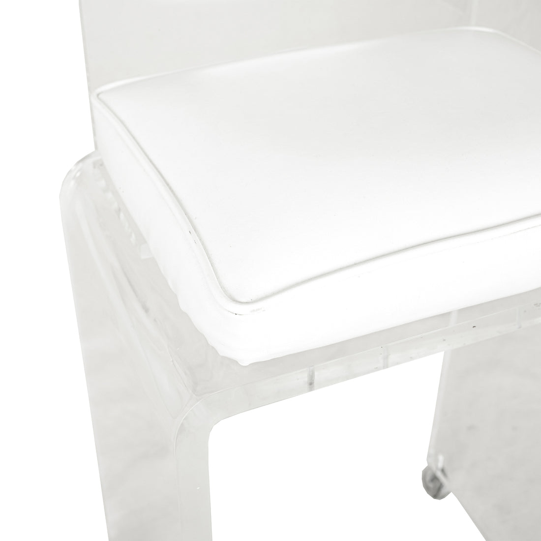 Arcylic Stool With White Vinyl Seat