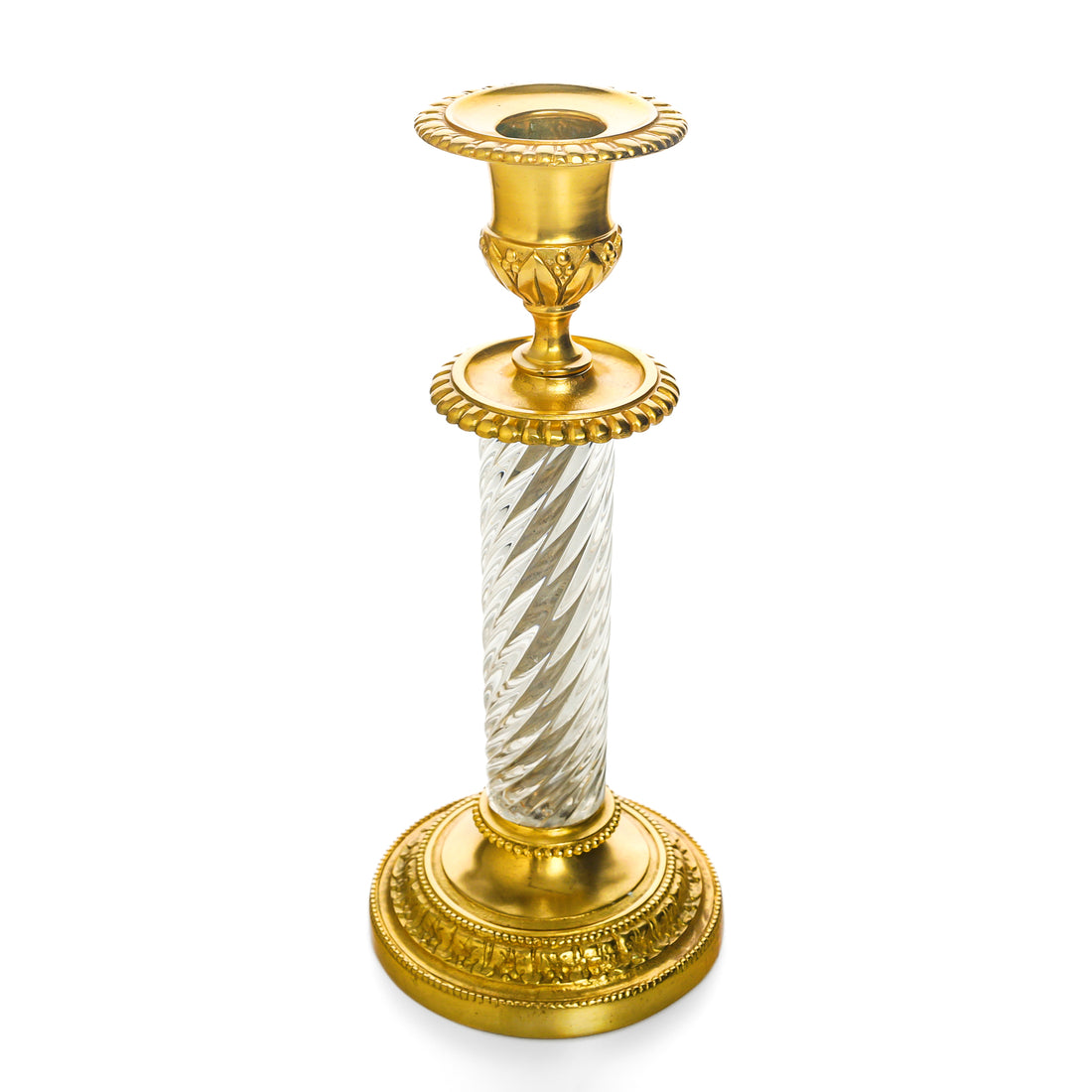 LouisXVI Neoclassical Style Gilt Bronze Crystal Candlesticks Set Of 2