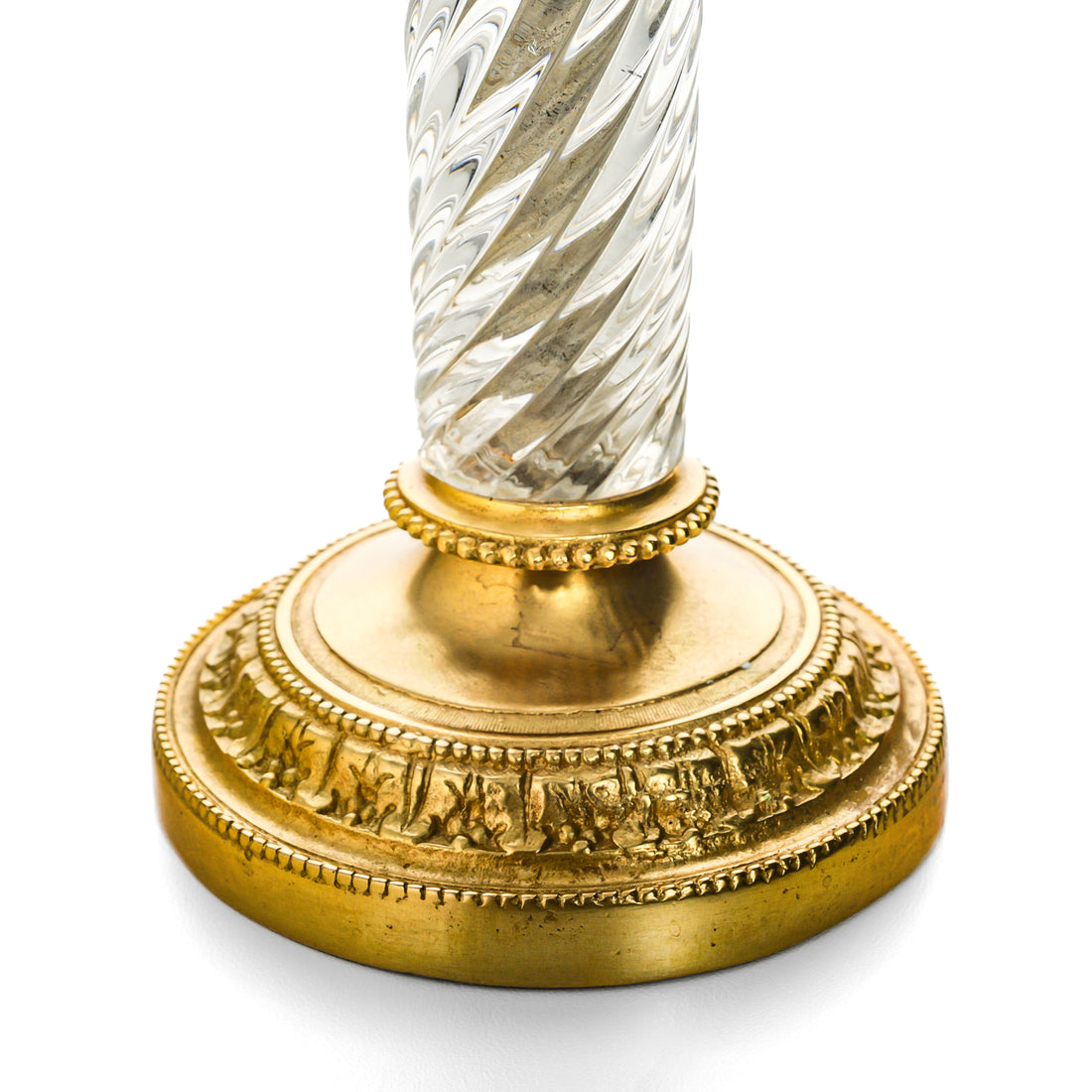 LouisXVI Neoclassical Style Gilt Bronze Crystal Candlesticks Set Of 2