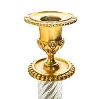 LouisXVI Neoclassical Style Gilt Bronze Crystal Candlesticks Set Of 2