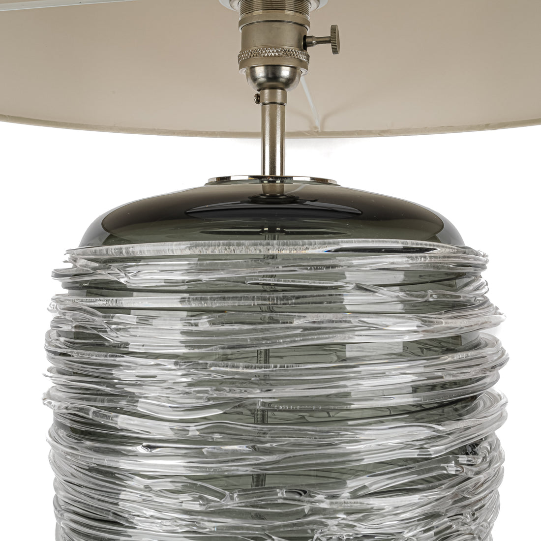 PORTA ROMANA Blown Glass Charcoal Thread Lamp With Shade