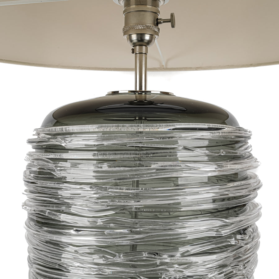 PORTA ROMANA Blown Glass Charcoal Thread Lamp With Shade
