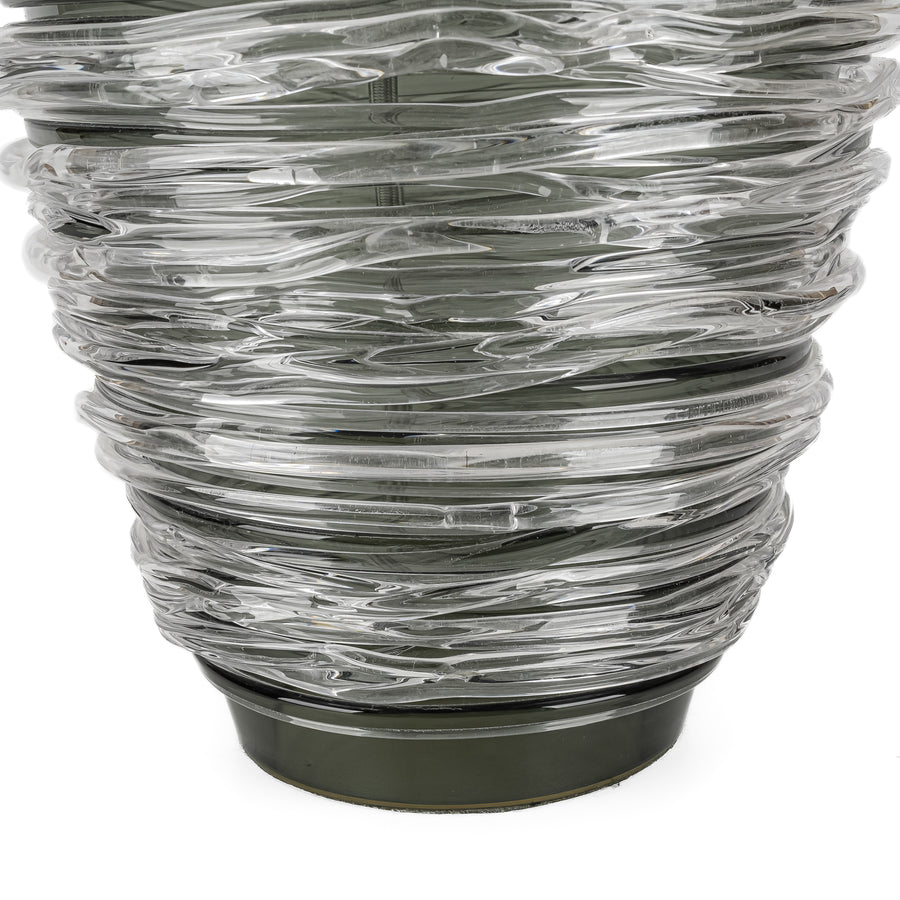 PORTA ROMANA Blown Glass Charcoal Thread Lamp With Shade