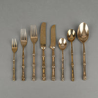 THAI BRONZEWARE Royal Bamboo Nickel Bronze Flatware 12 Place Settings