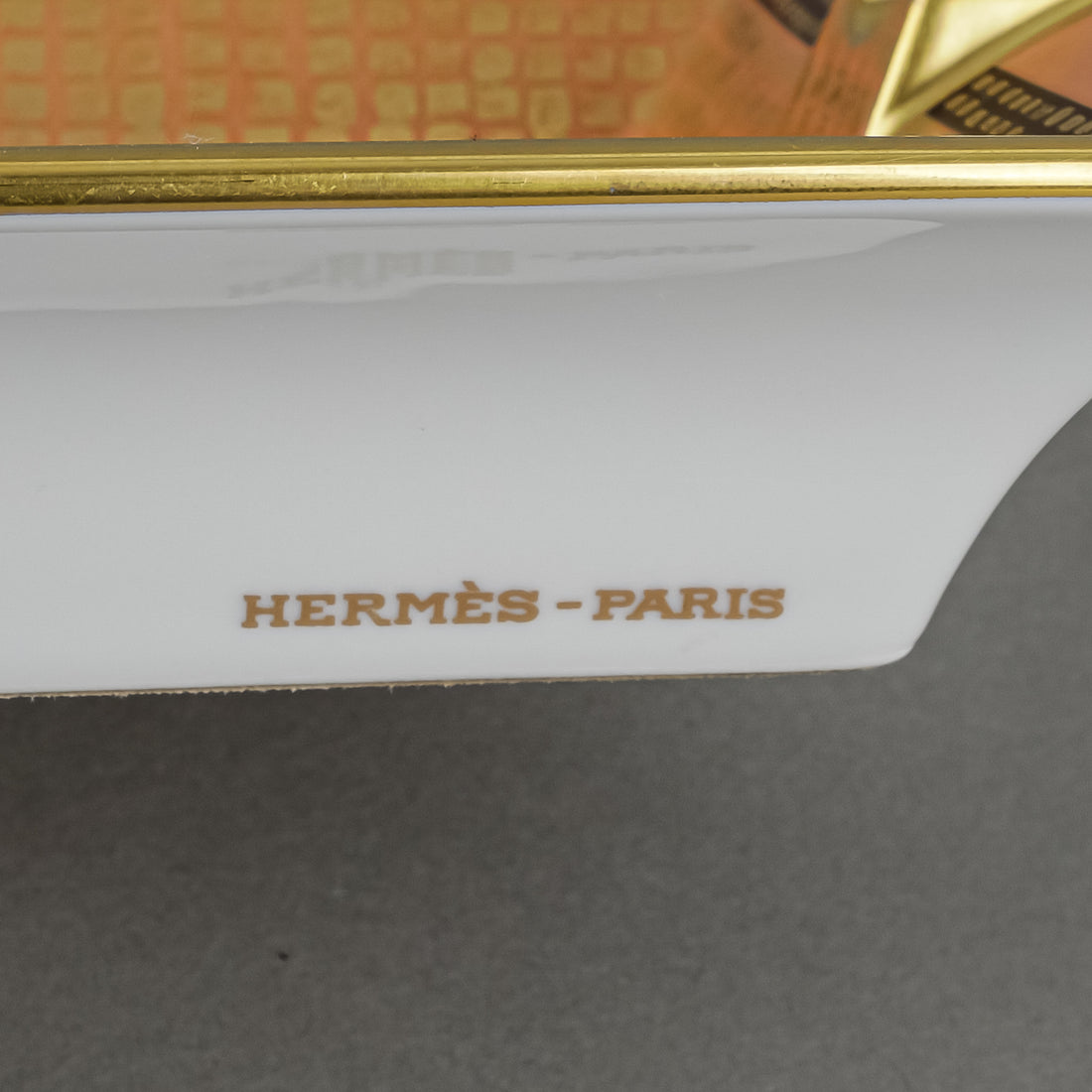 HERMES 24K Gold Porcelain Ashtray Greek/Roman Motif