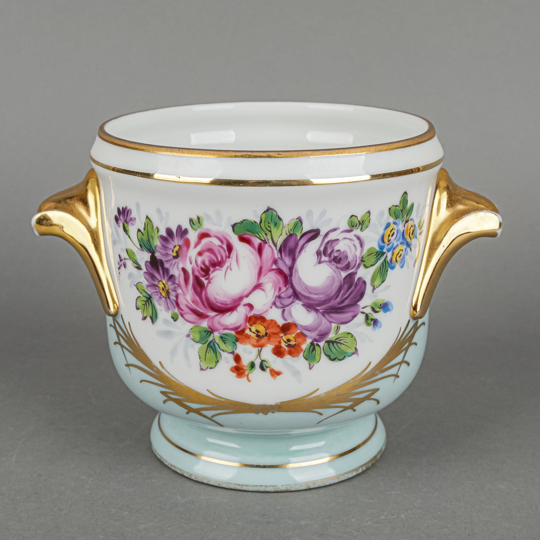 BIRKS Sevres Hand Painted Floral Cachepot/Planter