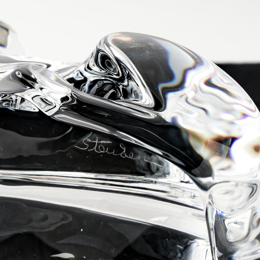 STEUBEN Fig Crystal Lion With Stand