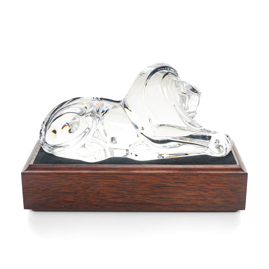 STEUBEN Fig Crystal Lion With Stand